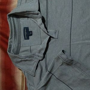 Short sleeve Gray and Black striped shirt sleeve t- Shirt by Banana Republic.